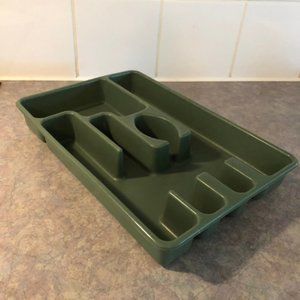 90's Rubbermaid Avocado Green Cutlery Tray - Plastic Utensils Tray - Kitchen